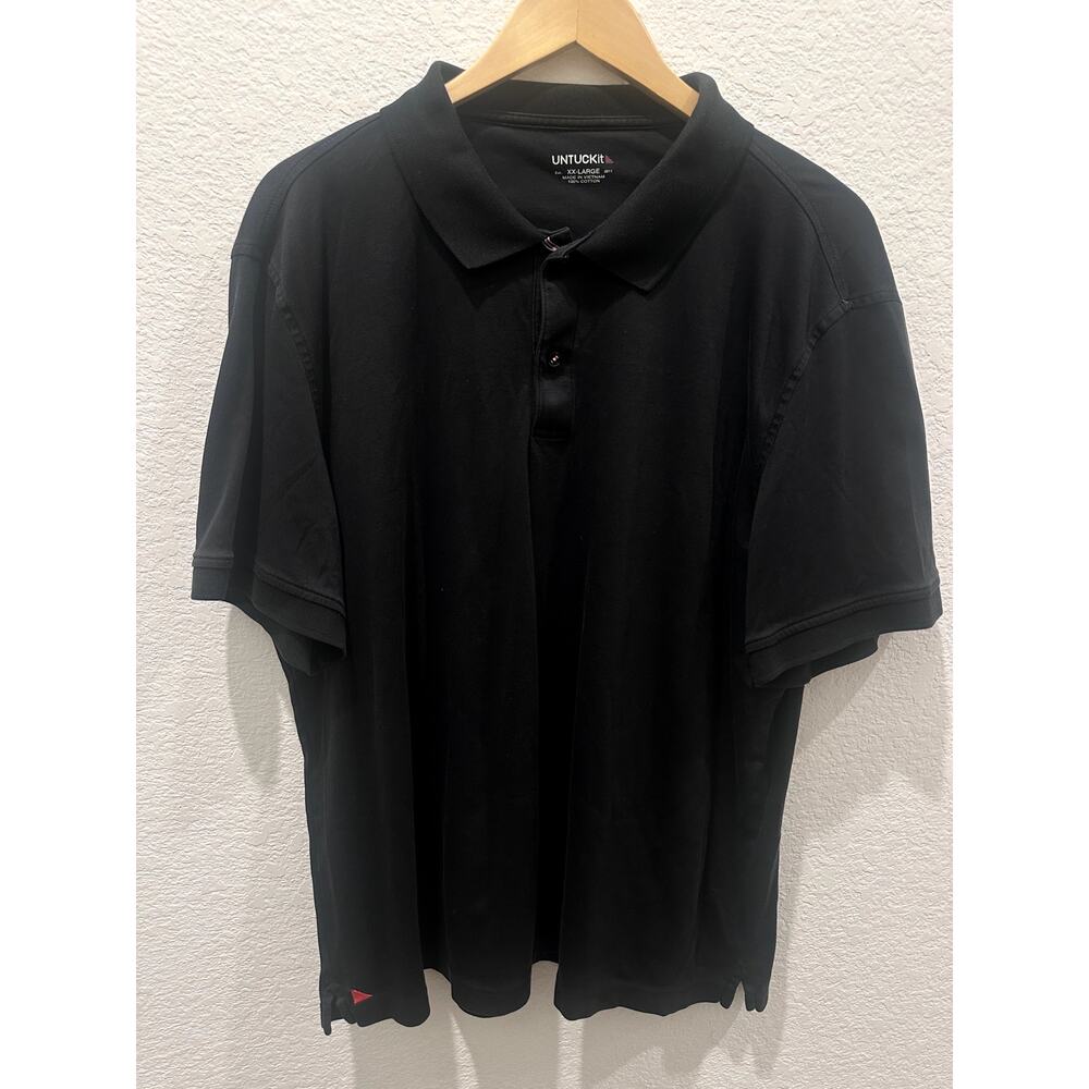 UNTUCKit‎ Mens Black Short Sleeve Cotton Polo Shirt Size XXL 2XL